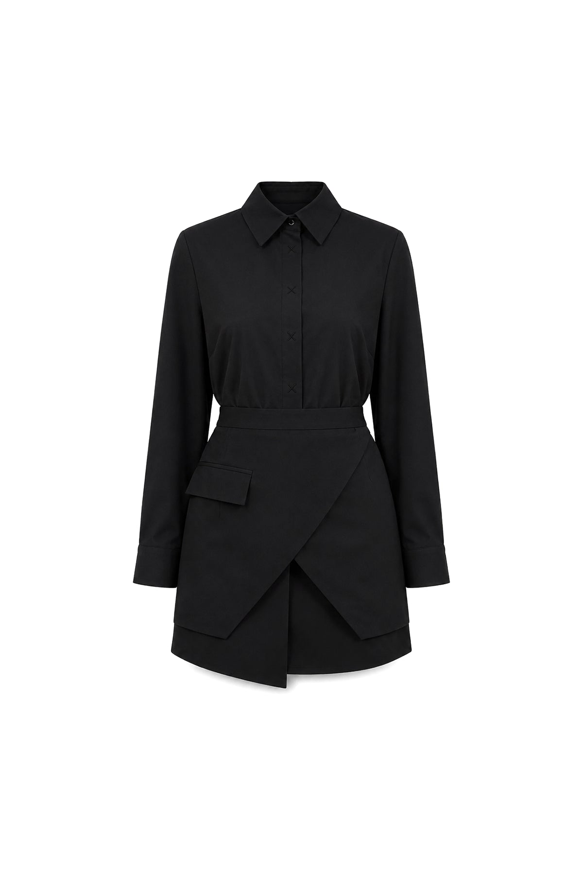レディース Tucked Gathered Shirt Dress