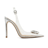 Bellina Deri & Şeffaf 10 Cm Stiletto