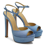 Brida Saten 14 Cm Platform Topuklu Ayakkabı