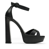 Cross Leather 14 cm Platform Heel Shoes 