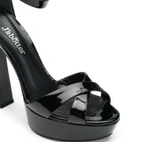 Cross Patent Leather 14 cm Platform Heel Shoes 