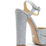 Nifty Rhinestone Suede 14 cm Platform Heel Shoes 