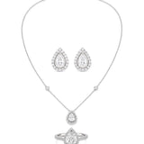 Mozanit Stone 925 Ayar Gümüş Kolye Küpe Yüzük Set