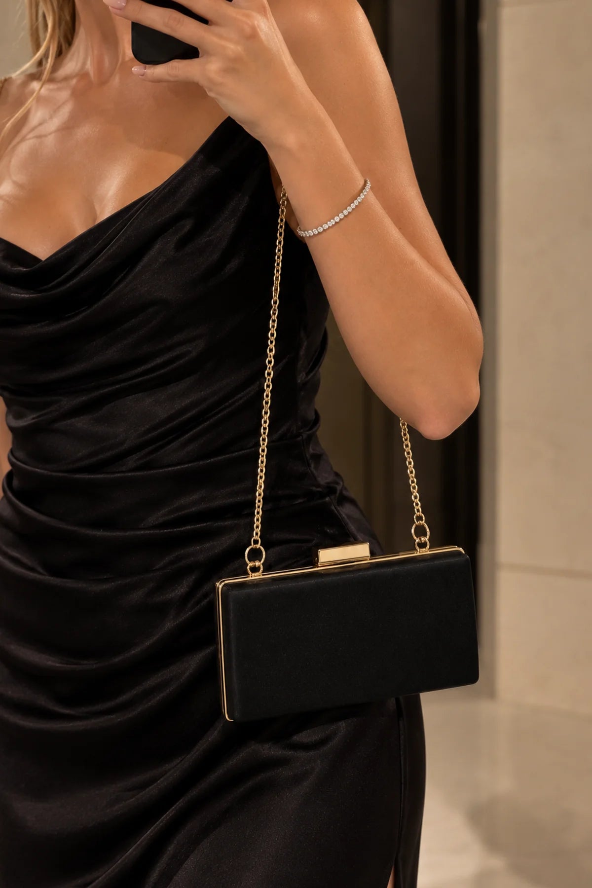 Nia II Clutch Saten El Çantası