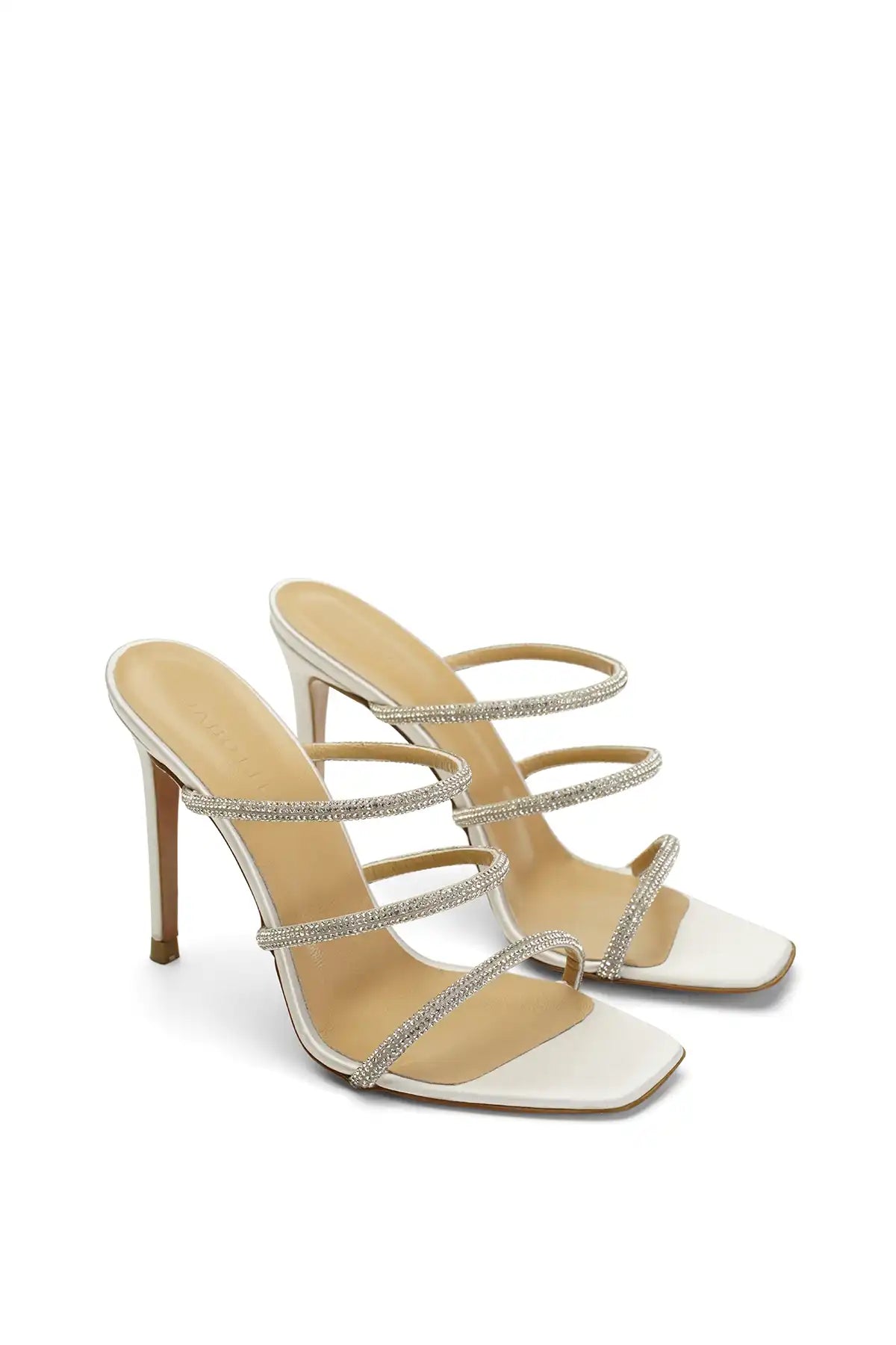 Samantha Tasli Saten 10 Cm Topuklu Terlik