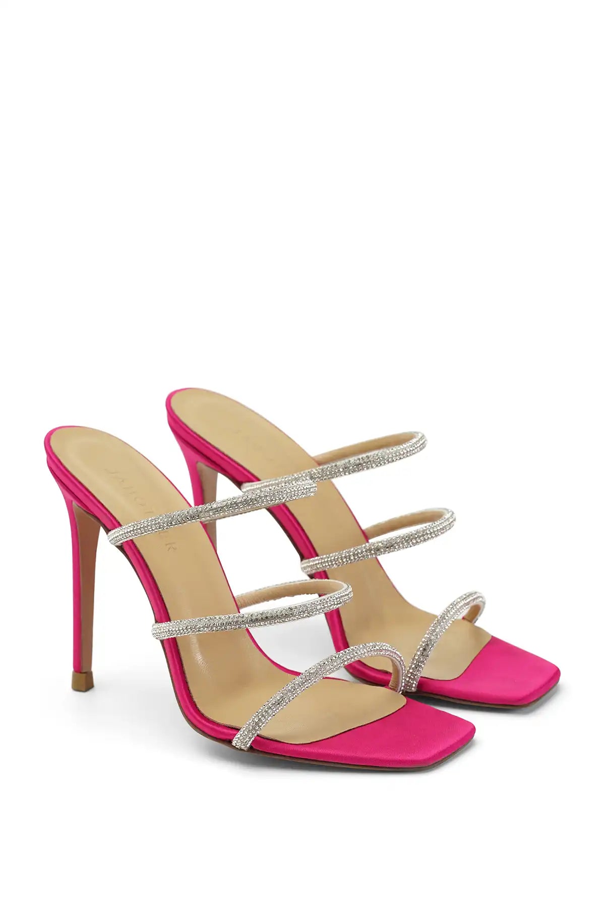 Samantha Tasli Saten 10 Cm Topuklu Terlik