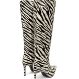 Velmora Zebra Desen 8 Cm Topuklu Çizme