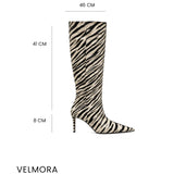 Velmora Zebra Desen 8 Cm Topuklu Çizme