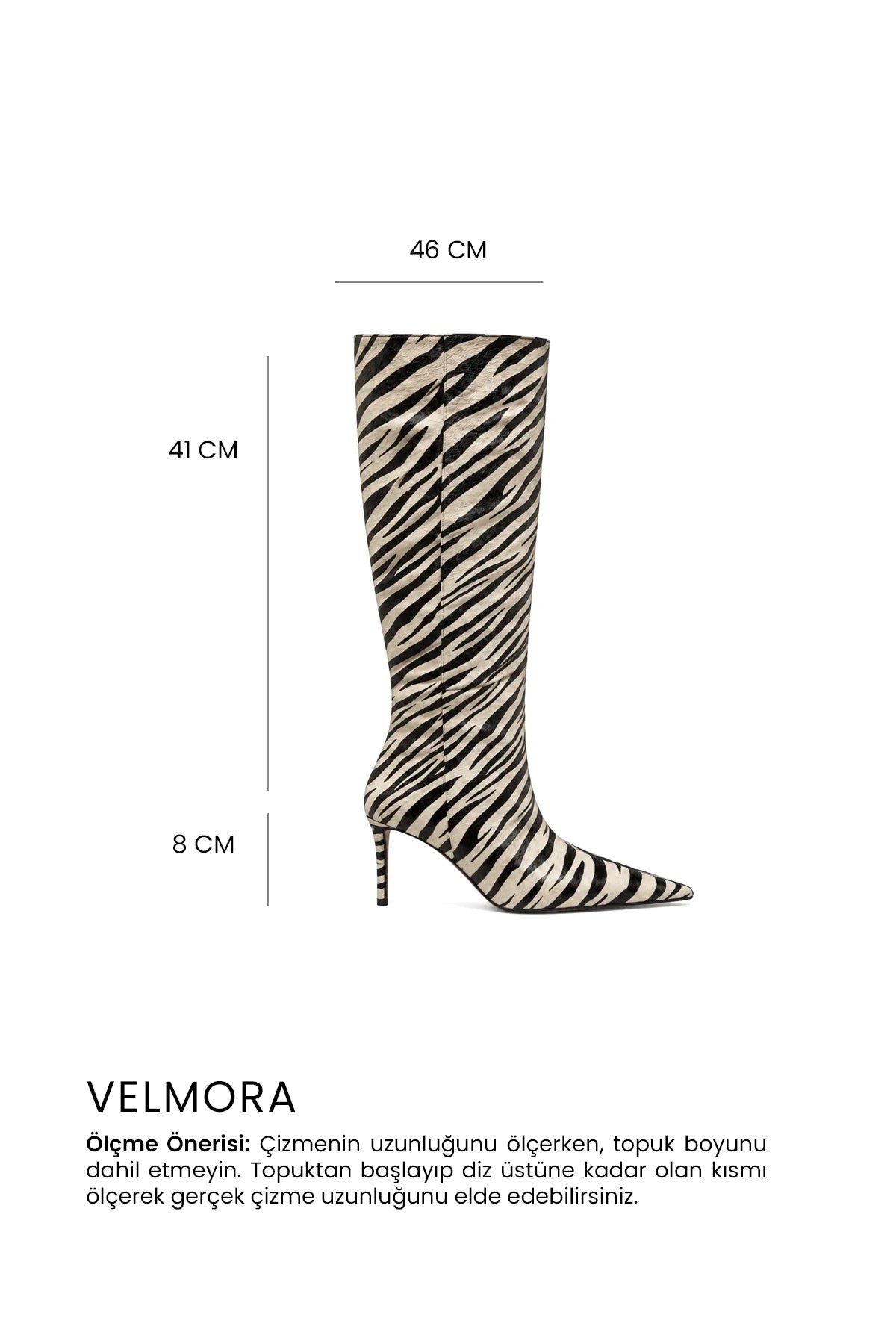 Velmora Zebra Desen 8 Cm Topuklu Çizme