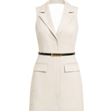 Viva Women's Mini Dress with Collared Neckline and Open Back